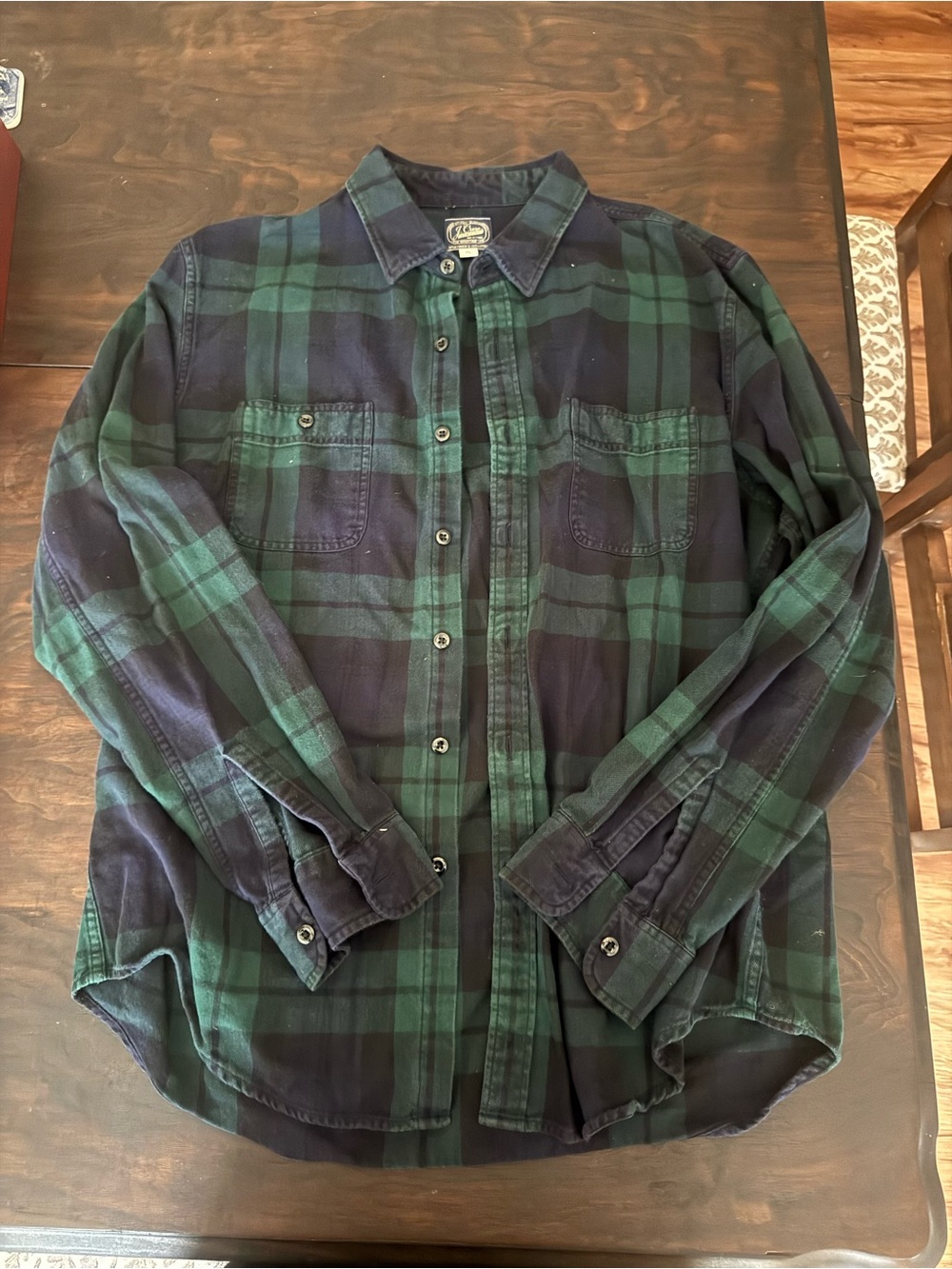 J. Crew Green and Navy Plaid Button-Down Shirt - Men's Casual